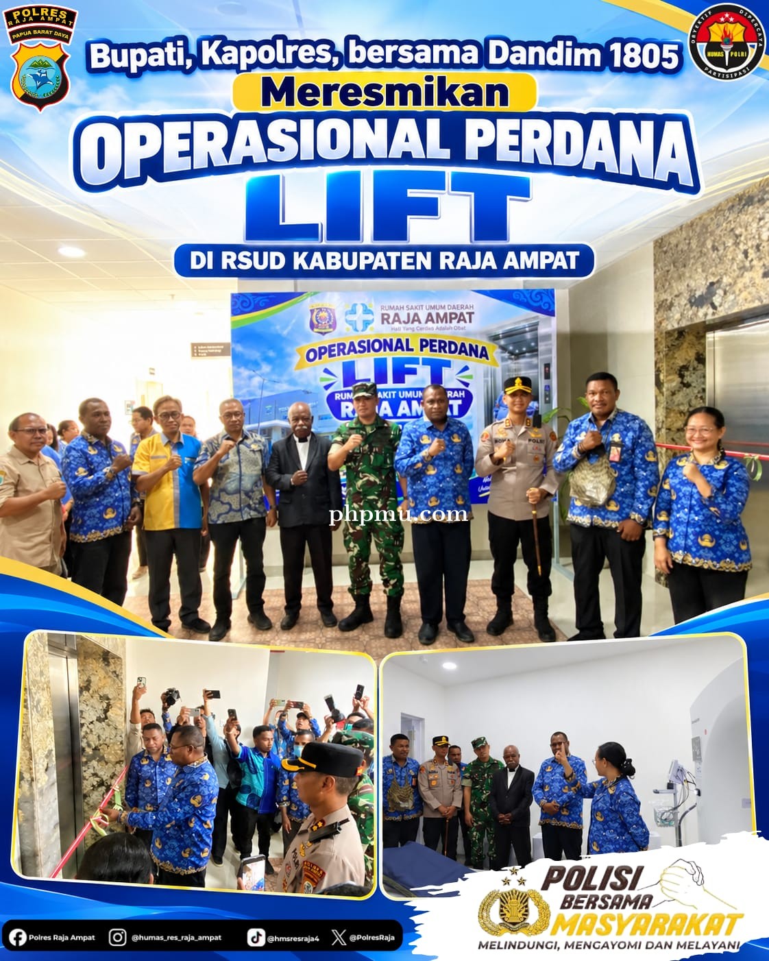 Perkuat Sinergitas, Kapolres Raja Ampat Hadiri peresmian Fasilitas Lift Perdana RSUD Raja Ampat